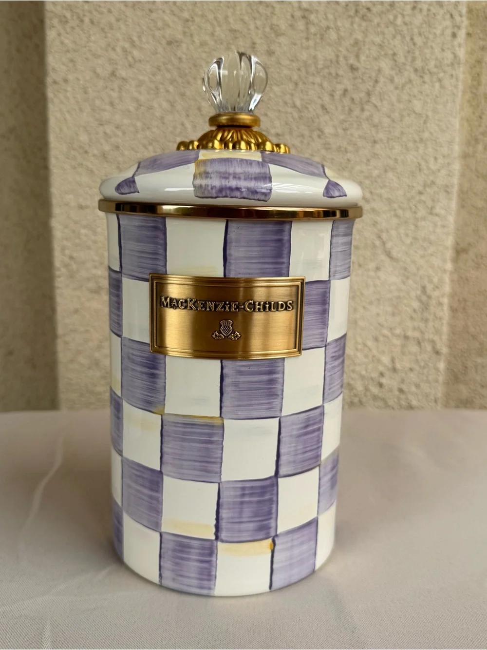 MacKenzy-Childs Violet Check Large Canister